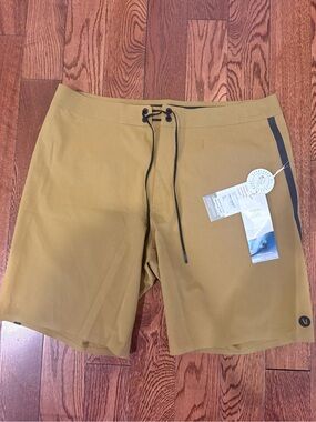 Vuori Men's Swim Board Shorts in Mustard with Black Accent